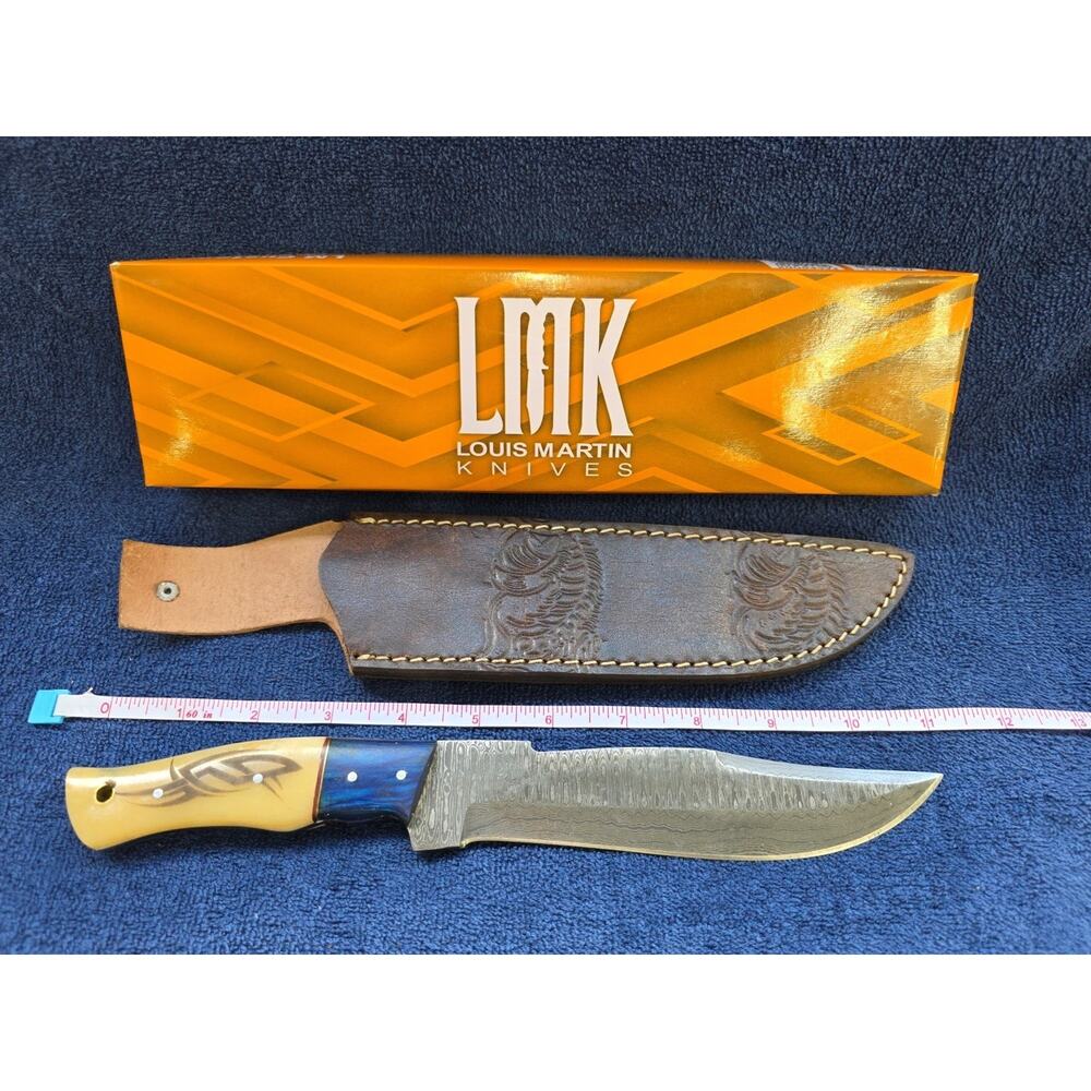 Hunting Bowie Knife 11 Inch, Custom Made Forged Damascus Blade LMK Knives #8039